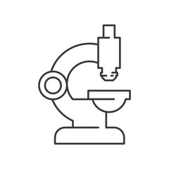Microscope icon. Concept of scientific research. Flat style illustration. Isolated on white background. 