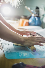 Rolling pastry with a rolling pin