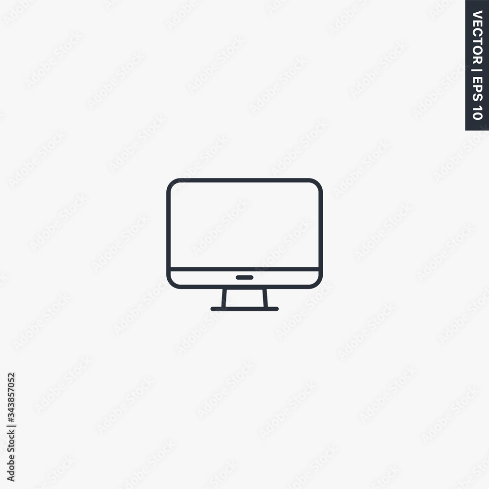 Poster computer monitor, linear style sign for mobile concept and web design