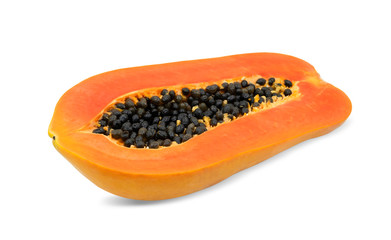 Ripe holland papaya slice isolated on white background with clipping path