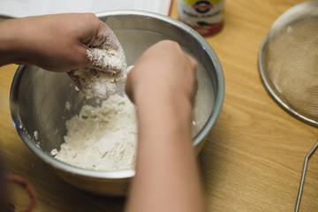 Making dough by hand