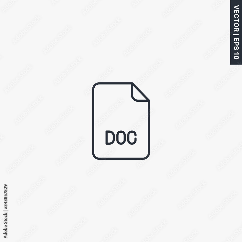 Poster DOC file format, linear style sign for mobile concept and web design