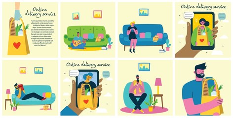 Vector illustrations Shopping concept with different people for website and mobile website development in the flat design