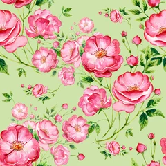 Meubelstickers  Seamless pattern of wild rose. Stylish print for textile design and decoration. © Irina Chekmareva