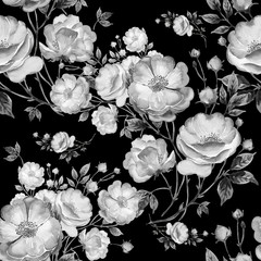 Naklejki   Seamless pattern of wild rose. Stylish print for textile design and decoration.