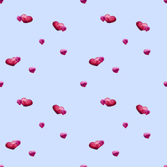 seamless pattern with watercolor hearts