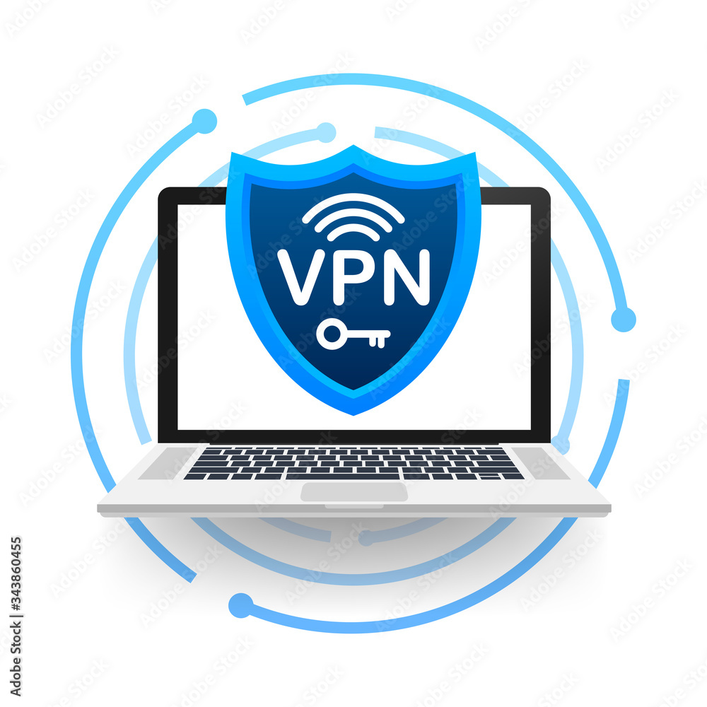 Poster secure vpn connection concept. virtual private network connectivity overview. vector stock illustrat