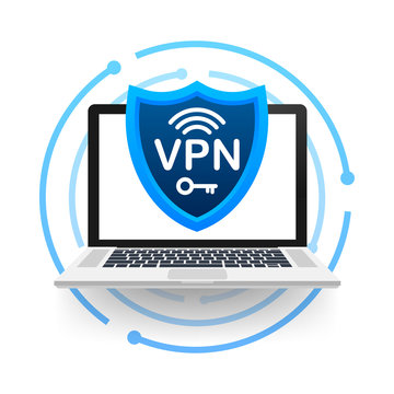 Secure VPN connection concept. Virtual private network connectivity overview. Vector stock illustration.