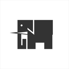 Elephant logo. black and white silhouette.