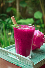 Dragon fruit smoothie in glass
