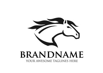 simple sign head of horse for race sport logo vector, equestrian sport vector illustration