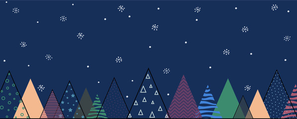 winter landscape with decorative fir trees