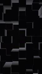 Abstract dark elegant cube geometric background. Chaotically advanced rectangular bars. 3D Rendering, 3D illustration