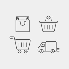 Shopping flat vector icons set. Shopping spree flat vector icons set. In a store flat vector icons set
