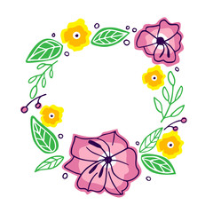 Vector flower wreath isolated on white background