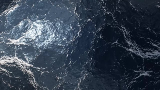 Blue liquid surface with ripples - 3d render