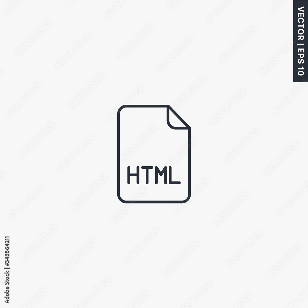 Poster HTML file format, linear style sign for mobile concept and web design