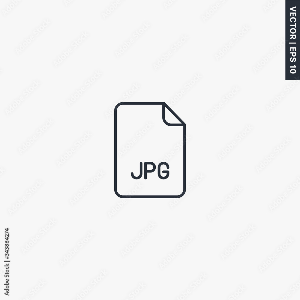 Aufkleber jpg file format, linear style sign for mobile concept and web design