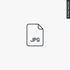 JPG file format, linear style sign for mobile concept and web design