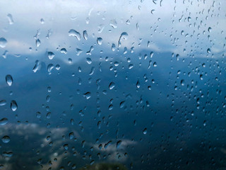 Raindrops on glass. Sochi, Russia.