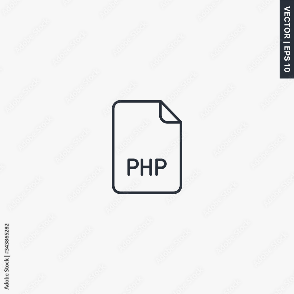 Poster php file format, linear style sign for mobile concept and web design
