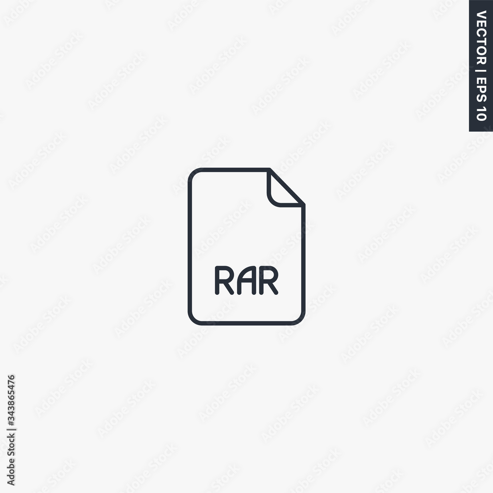 Poster rar file format, linear style sign for mobile concept and web design