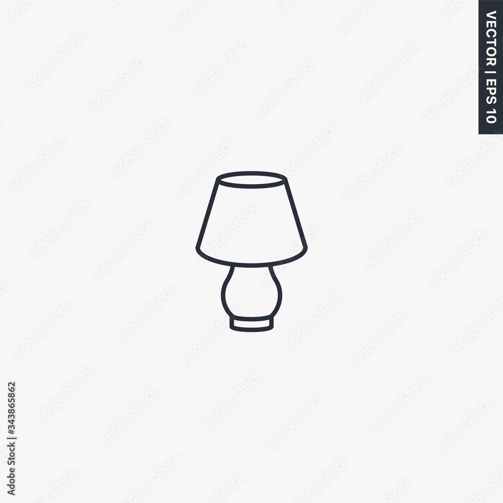 Poster table lamp, linear style sign for mobile concept and web design