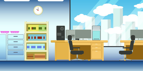 Vector illustration of simple office in building