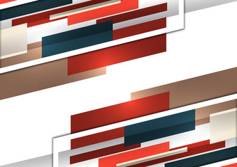 Bright abstract tilted rectangles on a white background. Universal geometric template for corporate design for cover, business card, flyer, report. Vector