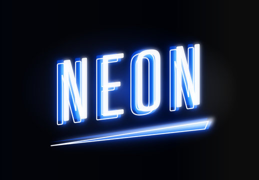 Double Neon Text Effect Mockup