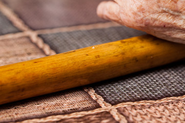 Women making dought.Dought for pizza and bread.Food