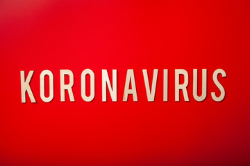 koronavirus norsk norwegian word text wooden letter on red background corona virus covid-19