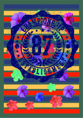 floral college style tshirt print and embroidery graphic design vector art