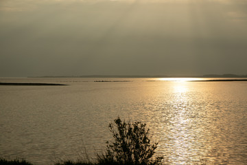seascape with mystical sun rays