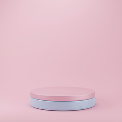 Cylinder podiums on pink background. Abstract minimal scene with geometrical. Scene to show cosmetic products presentation. Mock up design empty space. Showcase, shopfront, display case. 3d render.