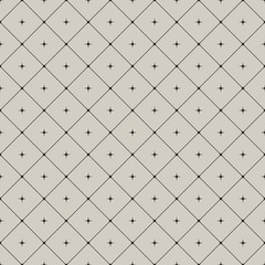 Ornament of rhombuses and stars on beige background. Vector seamless pattern.
