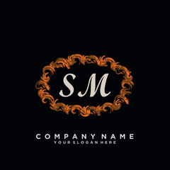 Initial Letter SM Logo With circle Template Vector