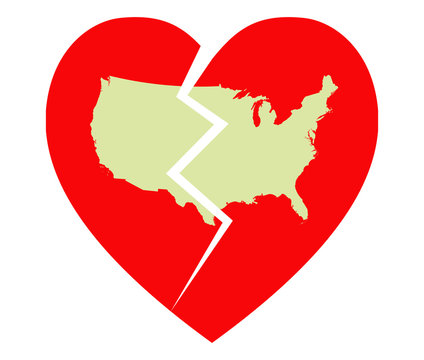 recommend clip art: Broken heart of USA due to coronavirus deaths