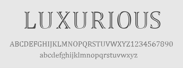 luxurious font and numbers design.Typography fonts regular uppercase, lowercase. vector illustration