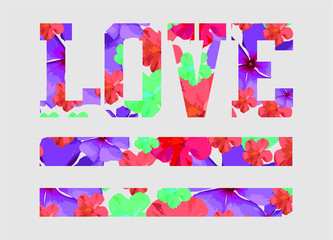 floral love style  print and embroidery graphic design vector art