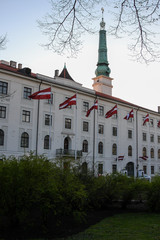 Riga, Latvia, 2011, May, Riga castle and latvian flags