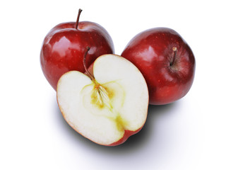 Half ​​apple on the white background