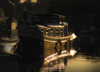 River Thames Dutch Barge water boat travel living style reflections evening