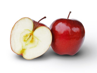 Half ​​apple on the white background