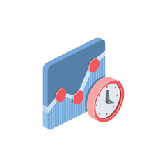 Chart circle time. Vector 3d isometric, color web icon, new flat style. Creative illustration design, isolated graphic idea for infographics.