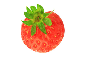 Strawberry isolated on a white background. Close-up. Top view.