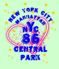 New york city tshirt print and embroidery graphic design vector art
