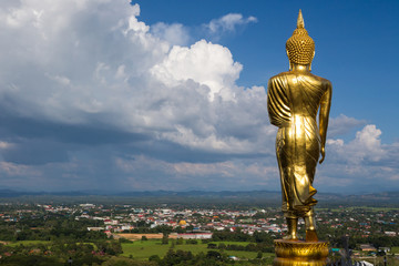 Golden buddha at Wat Phra That Kao Noi, that built during the 23rd-25th Buddhist centuries. Landmark of Nan, THAILAND.