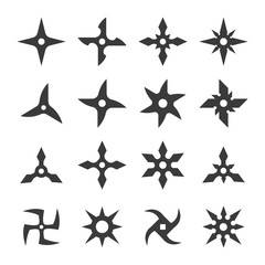 set of shuriken icons traditional japanese ninja weapons vector illustration on white background © 4luck