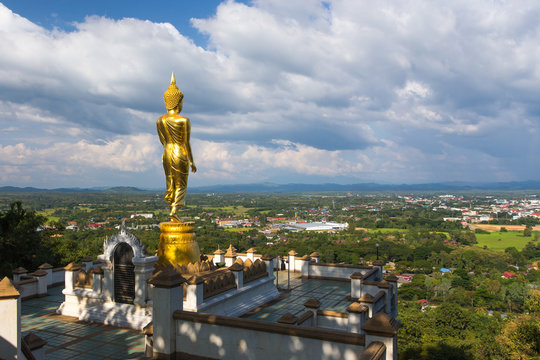 Golden buddha at Wat Phra That Kao Noi, that built during the 23rd-25th Buddhist centuries. Landmark of Nan, THAILAND.